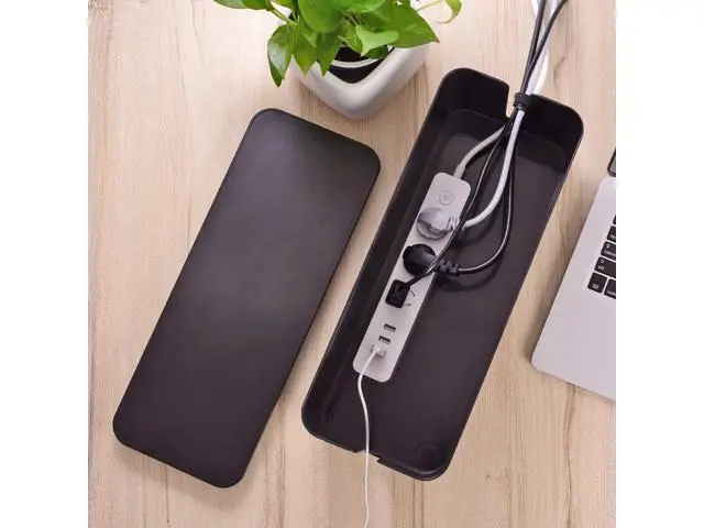 Alt view image 5 of 6 - Cable Management Box, Large Cord Organizer Box to Hide Power Strip & Under Desk,TV Computer Wires Cable Organizer Hider Box with Cable Clips&Reusable Cable Ties for Home/Office(Black)