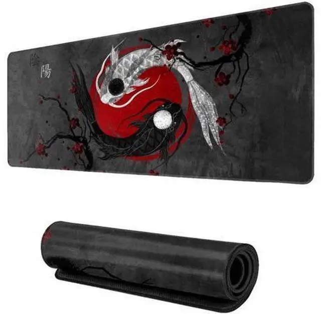 Main image of Japanese Art Koi Fish Mouse Pad Large Mouse Pad Extended Stitched Edges Mousepad Gaming Desk Pad Personalized The Office Mouse Pad 31.5 X 11.8 Inch