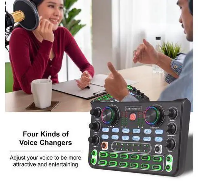 Alt view image 4 of 7 - _Mega Brand Live Sound Card Audio Mixer Sound Board Podcast Mixer Recording Desktop Singing Gaming Audio Mixer Noise Reduction for Streaming Podcasting Knob Button Control