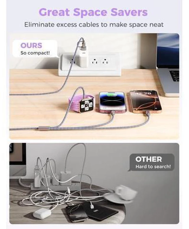 Alt view image 4 of 7 - 2Pack Travel Essentials for Watch Charger 3 in 2 USB C Cable for Type C/L-Port Devices Camping Essentials Magnetic iWatch Charger for Ultra/SE/10-1&iPhone 17-12-4FT Christmas Stocking Stuffers