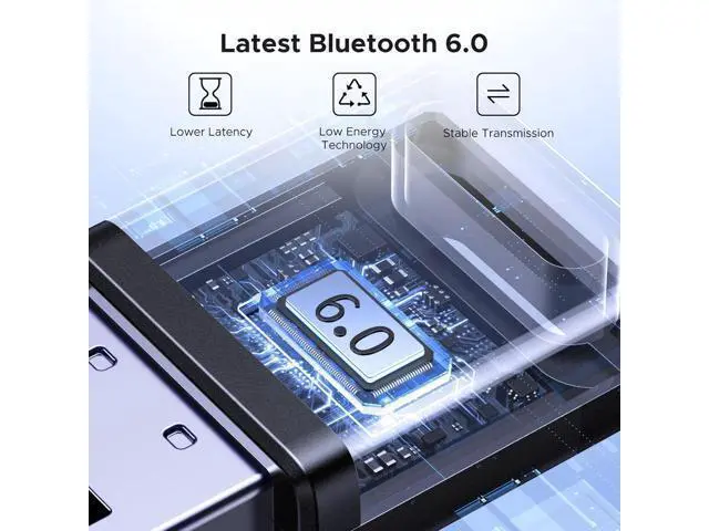 Alt view image 2 of 7 - USB Bluetooth Adapter for PC Bluetooth 6.0 Dongle Receiver EDR & BLE Plug & Play for Windows 11/10/8.1 for Headphone/Keyboard/Mouse/Speakers/Printer
