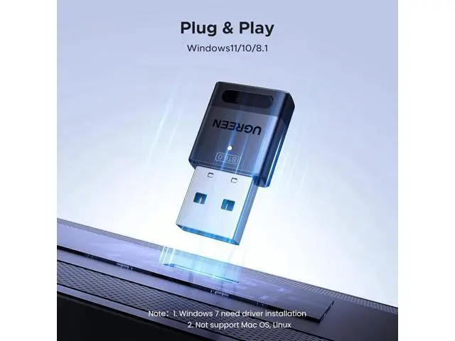 Alt view image 3 of 7 - USB Bluetooth Adapter for PC Bluetooth 6.0 Dongle Receiver EDR & BLE Plug & Play for Windows 11/10/8.1 for Headphone/Keyboard/Mouse/Speakers/Printer