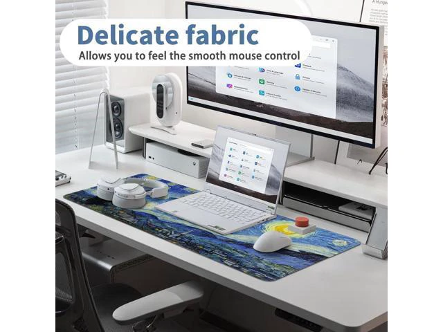 Alt view image 5 of 7 - Starry Night Cat Gaming Mouse Pad Large Desk Mat Extended Keyboard Mouse Pad Anime Mousepad with Non-Slip Base and Stitched Edge Mouse Mat Desk Pad 31.5 x 11.8 Mouse Pads for Desk Home Office Gaming