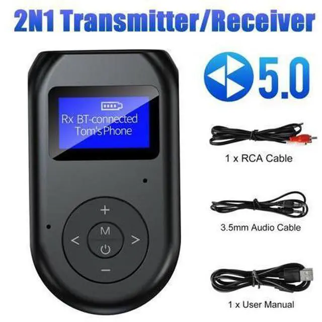 Main image of 2 IN 1 LCD Display Bluetooth 5.0 Wireless Audio Transmitter Receiver Adapter Dongle 3.5MM AUX with Mic Handfrees Calling For Car TV PC Speaker
