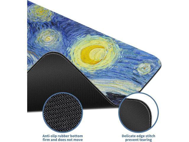 Alt view image 4 of 7 - Starry Night Cat Gaming Mouse Pad Large Desk Mat Extended Keyboard Mouse Pad Anime Mousepad with Non-Slip Base and Stitched Edge Mouse Mat Desk Pad 31.5 x 11.8 Mouse Pads for Desk Home Office Gaming