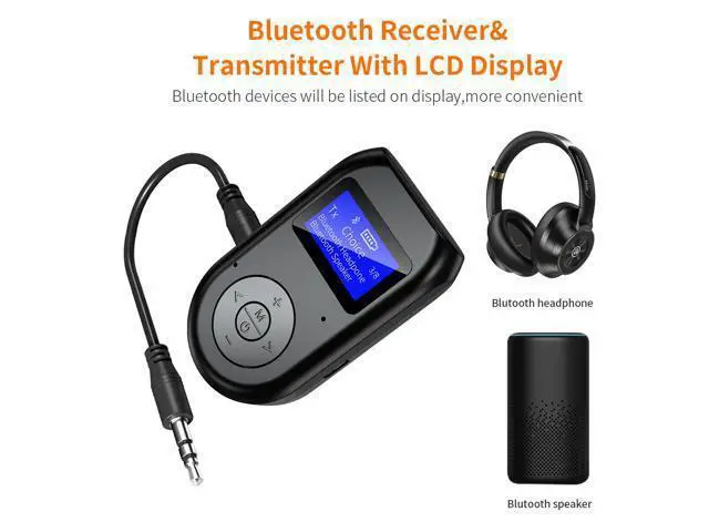 Alt view image 6 of 7 - 2 IN 1 LCD Display Bluetooth 5.0 Wireless Audio Transmitter Receiver Adapter Dongle 3.5MM AUX with Mic Handfrees Calling For Car TV PC Speaker