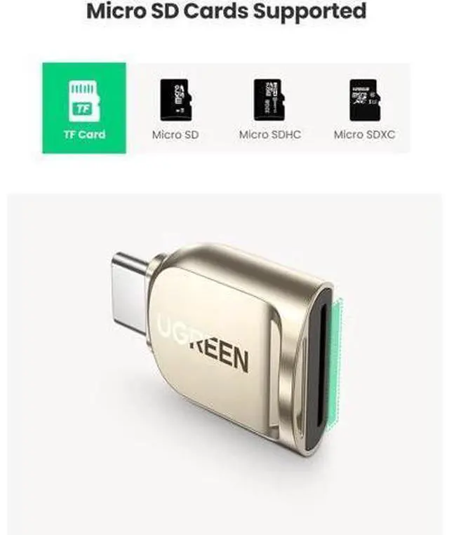Alt view image 5 of 7 - UGREEN USB C Micro SD Card Reader, Type C to Micro SD Card Adapter with Zinc Alloy External, Portable SD Card Reader USB C for TF Micro SDHC SDXC, Compatible with Samsung/Mac/iPad Pro/iPhone 15 16