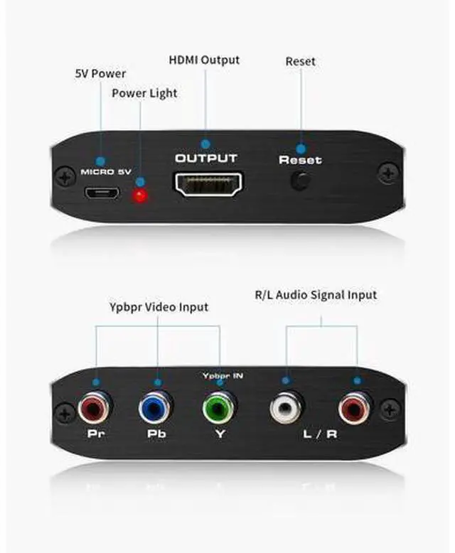 Alt view image 2 of 7 - Component to HDMI YPbPr to HDMI Converter Koopman 5RCA RGB to HDMI Converter Adapter Supports 1080P Video Audio Converter Adapter HDMI V1.4 for DVD PSP Xbox PS2 N64 to HDTV Monitor and Projector