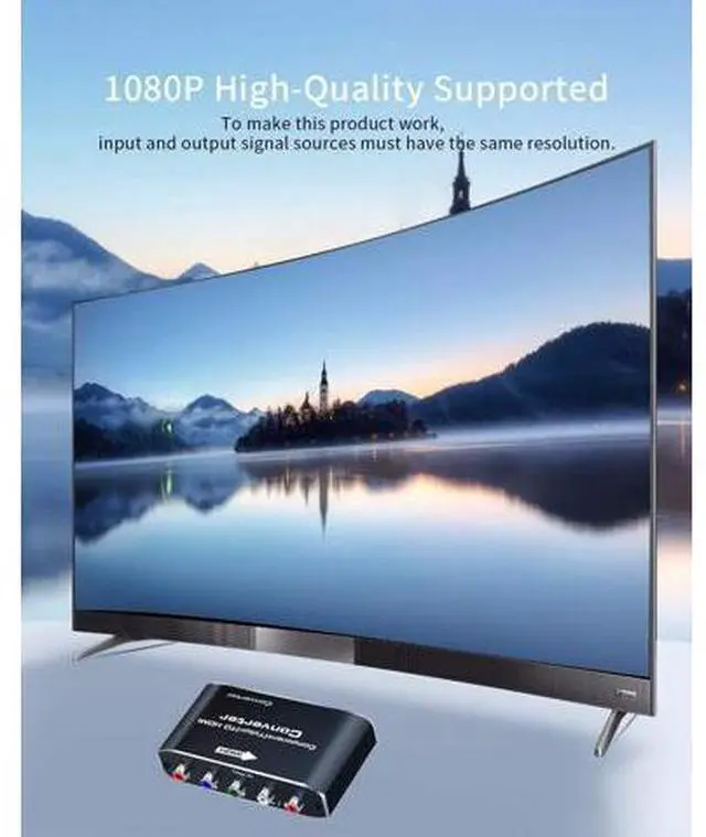 Alt view image 7 of 7 - Component to HDMI YPbPr to HDMI Converter Koopman 5RCA RGB to HDMI Converter Adapter Supports 1080P Video Audio Converter Adapter HDMI V1.4 for DVD PSP Xbox PS2 N64 to HDTV Monitor and Projector