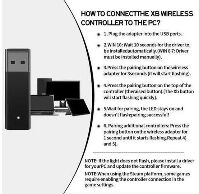 Alt view image 5 of 7 - Wireless Adapter for Controller Xbox Bluetooth Adapter for Controller Xbox One/Xbox One X S/Xbox Series X S/Elite Compatible with Windows 10/11/8/8.1/7
