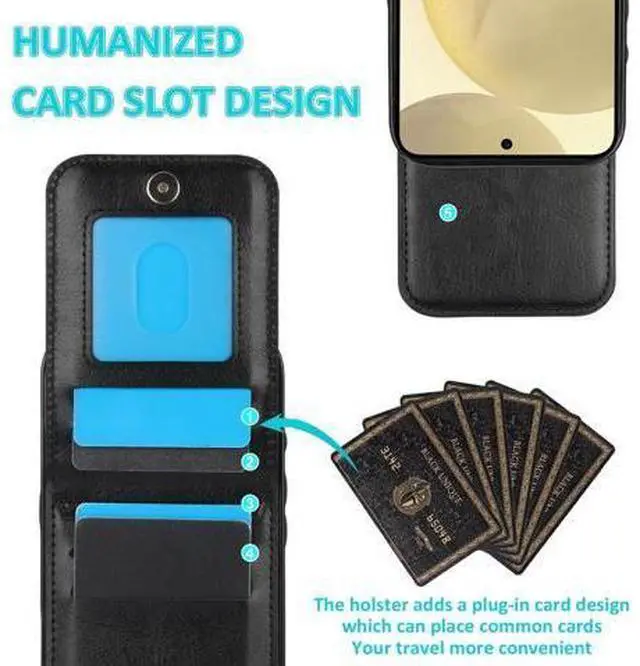 Alt view image 4 of 7 - Phone Case for Galaxy S24 FE 5G with Tempered Glass Screen Protector and Credit Card Holder Wallet Cover Stand Leather Cell Accessories S 24 EF S24FE 24S Women Men Black