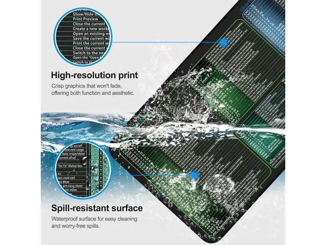 Alt view image 3 of 7 - excel&Word&Windows&powerpoint Cheat Sheet Mousepad Extra Large Office Desk Accessories Desk mat Office Keyboard Shortcuts Mouse pad Non-Slip for Computer Gaming Mouse pad 27.6x11.8