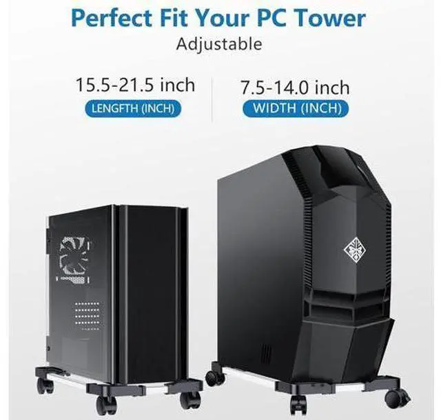 Alt view image 3 of 7 - Computer Tower Stand - Adjustable PC Stand for Most Desktop Towers - Elevate and Organize Your Desktop - Mobile CPU PC Holder Cart Riser Printer