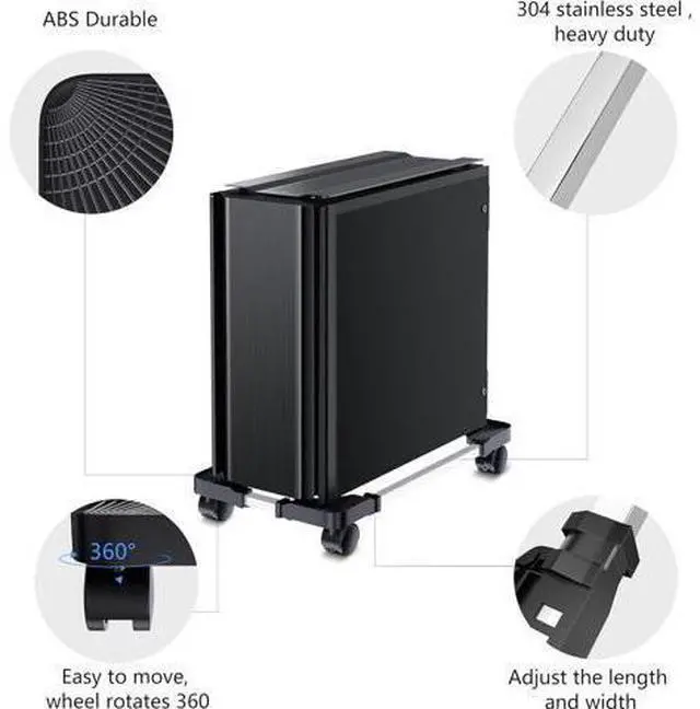 Alt view image 5 of 7 - Computer Tower Stand - Adjustable PC Stand for Most Desktop Towers - Elevate and Organize Your Desktop - Mobile CPU PC Holder Cart Riser Printer
