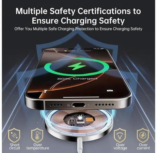 Alt view image 4 of 7 - 2025 Latest Magnetic Wireless Charger for iPhone:Mag-Safe Charger Fast Charging 2 Pack 20W USB C Charging Block Adapter for iPhone 17 16 15 14 13 12 Pro Max Plus & Airpods 2 3 4Pro