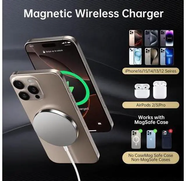 Alt view image 2 of 7 - 2025 Latest Magnetic Wireless Charger for iPhone:Mag-Safe Charger Fast Charging 2 Pack 20W USB C Charging Block Adapter for iPhone 17 16 15 14 13 12 Pro Max Plus & Airpods 2 3 4Pro