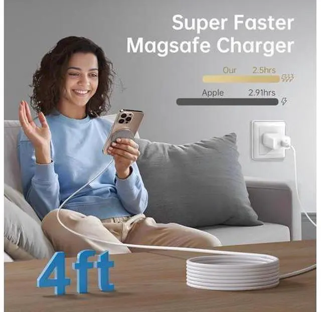 Alt view image 7 of 7 - 2025 Latest Magnetic Wireless Charger for iPhone:Mag-Safe Charger Fast Charging 2 Pack 20W USB C Charging Block Adapter for iPhone 17 16 15 14 13 12 Pro Max Plus & Airpods 2 3 4Pro