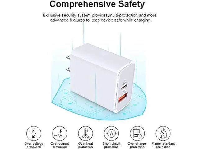 Alt view image 6 of 7 - Apple Charger Block, USB C Fast Charging Block Usbc Wall Charger Dual Port USB & Type C Multi Ports Usb Plug Outlet For Apple iPhone Samsung Quick Charge Box Power Delivery Cube Adapter Cargador Brick