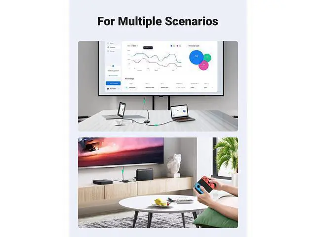 Alt view image 7 of 7 - HDMI Switch 4K@60Hz with 3.3FT HDMI Cable Bidirectional HDMI Splitter 2 in 1 Out HDMI Switcher Box 2 in 1 Out Supports UHD 3D HDR Compatible with PS5/4 Xbox Roku Apple TV Fire Stick
