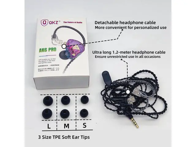 Alt view image 4 of 7 - HJX QKZ AK6 Pro Wired IEM for Gaming Earbuds with MIC, in Ear Monitor Headphones, Deep Bass Sound, 1DD 10mm Dynamic Driver, IEM for Music Video Calling(Colors)