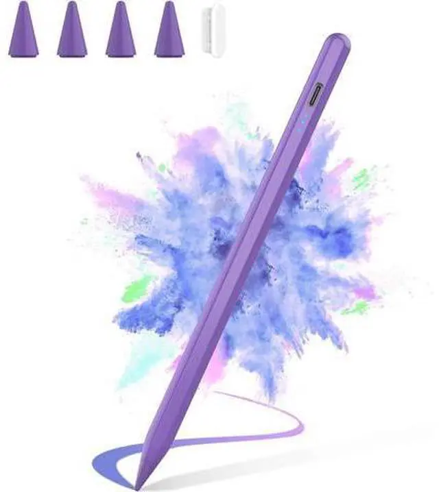 Main image of Stylus Pen for iPad 2025-2018 Faster Charge Pencil with Tilt Sensitivity & Palm Rejection & Magnetic Compatible iPad 11/10/9/8/7/6 Pad Air 3/4/5 Pro 12.9/11 Mini 6/5 M2/M4 Purple