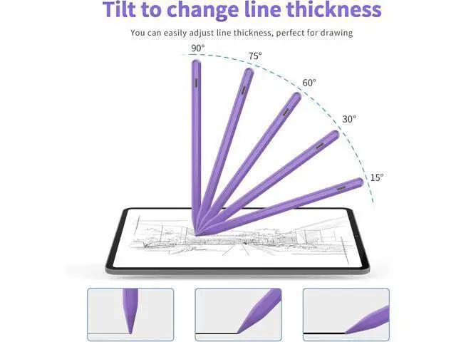 Alt view image 7 of 7 - Stylus Pen for iPad 2025-2018 Faster Charge Pencil with Tilt Sensitivity & Palm Rejection & Magnetic Compatible iPad 11/10/9/8/7/6 Pad Air 3/4/5 Pro 12.9/11 Mini 6/5 M2/M4 Purple