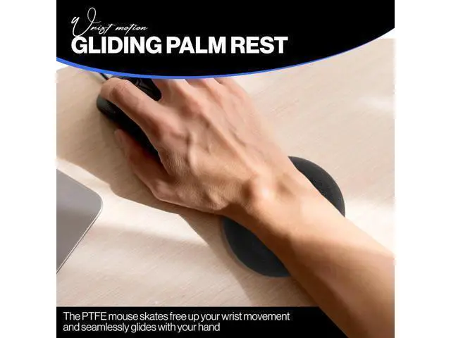 Alt view image 3 of 7 - Comfy Glide Palm/Wrist Rest - Smooth Gliding Left and Right-Hand Ergonomic Memory Foam Wrist Support for Mouse or Keyboard - Anti-Fatigue - Stress and Pain Relief for Carpal Tunnel (Jet Black)