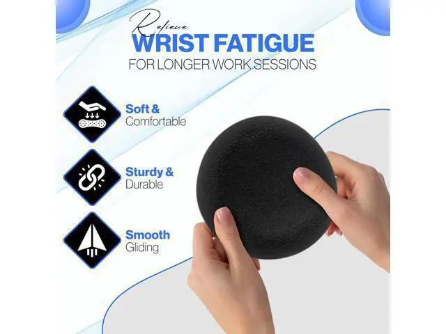 Alt view image 4 of 7 - Comfy Glide Palm/Wrist Rest - Smooth Gliding Left and Right-Hand Ergonomic Memory Foam Wrist Support for Mouse or Keyboard - Anti-Fatigue - Stress and Pain Relief for Carpal Tunnel (Jet Black)