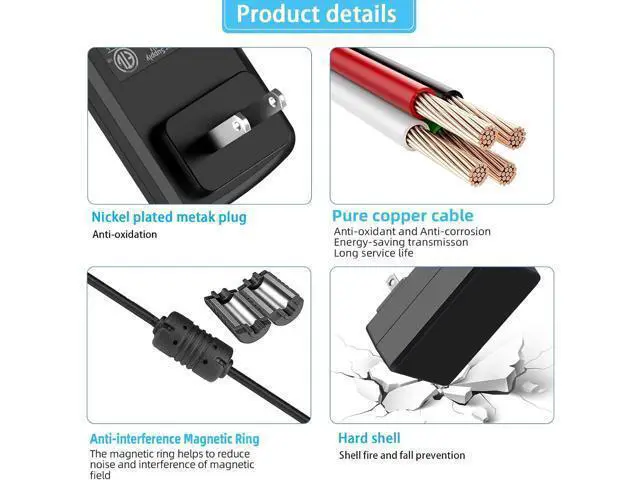 Alt view image 7 of 7 - 24V 1.5A Power Supply Cord 36W AC DC Adapter 100-240V to 24 Volt with 5 Interchangeable Tips Compatible with LED Strip Lights Light Diffuser Speakers and More (Not for Charging)