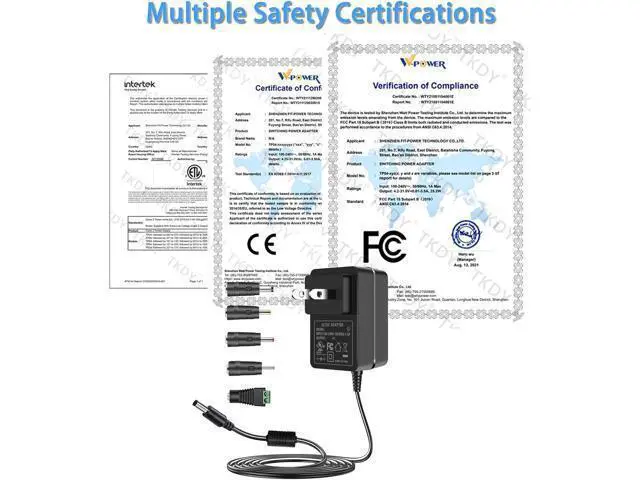 Alt view image 6 of 7 - 24V 1.5A Power Supply Cord 36W AC DC Adapter 100-240V to 24 Volt with 5 Interchangeable Tips Compatible with LED Strip Lights Light Diffuser Speakers and More (Not for Charging)
