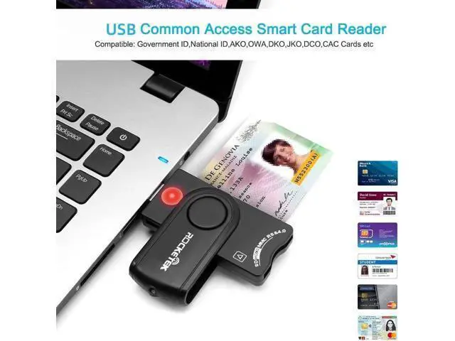 Alt view image 3 of 6 - USB Smart Card Reader DOD Military USB Cac Memory Card Reader Compatible with Windows Linux/Unix MacOS X - Build In SDHC/SDXC/SD Card Reader and Micro SD Card Reader