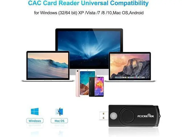 Alt view image 5 of 6 - USB Smart Card Reader DOD Military USB Cac Memory Card Reader Compatible with Windows Linux/Unix MacOS X - Build In SDHC/SDXC/SD Card Reader and Micro SD Card Reader