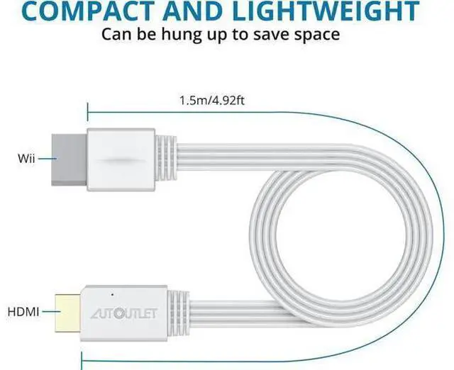 Alt view image 5 of 7 - Wii to HDMI Converter 1080P 5ft/150cm for Full HD Device Adapter with HDMI Male Cable Output Compatible with Nintendo Wii Wii U HDTV Monitor-Supports All Wii Display Modes