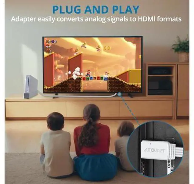Alt view image 4 of 7 - Wii to HDMI Converter 1080P 5ft/150cm for Full HD Device Adapter with HDMI Male Cable Output Compatible with Nintendo Wii Wii U HDTV Monitor-Supports All Wii Display Modes
