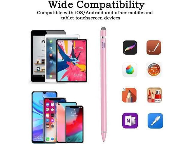 Alt view image 5 of 7 - Active Stylus Pen for Touchscreen Drawing&Writing High Sensitivity Rechargeable iPad Pencil with 1.45mm Fine Tip Stylus Pen for iPad/iPad Pro/Mini/Android/Smartphones/Tablets/Laptop/iPhones/iOS-Pink