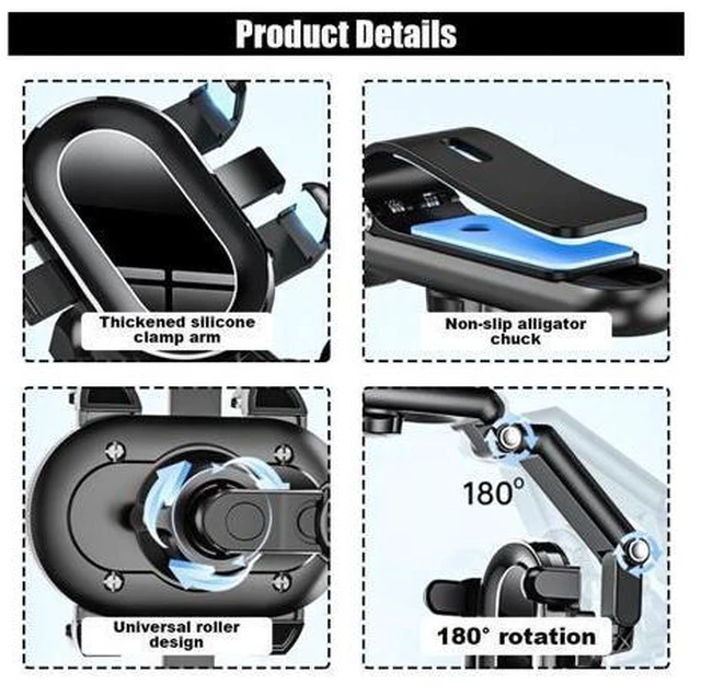 Alt view image 3 of 7 - SOEWIOU Car Phone Holder, Multifunctional Adjustable Rearview Mirror Cell Phone Holder for Car Home Kitchen, 360° Rotatable and Retractable Car Phone Mount Compatible with Most Cell Phones (Black)