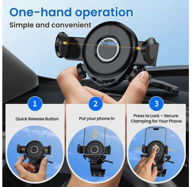 Alt view image 4 of 7 - SOEWIOU Car Phone Holder Dashboard Phone Mount, 2025 Upgraded 360 Degree Rotation Multifunctional Clip Design, Universal Car Phone Mount Compatible with 47 Inch Cell Phones (Black)