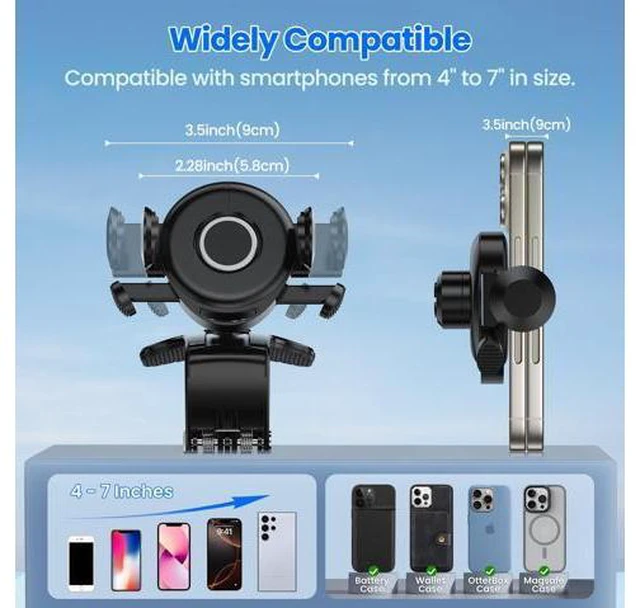 Alt view image 5 of 7 - SOEWIOU Car Phone Holder Dashboard Phone Mount, 2025 Upgraded 360 Degree Rotation Multifunctional Clip Design, Universal Car Phone Mount Compatible with 47 Inch Cell Phones (Black)