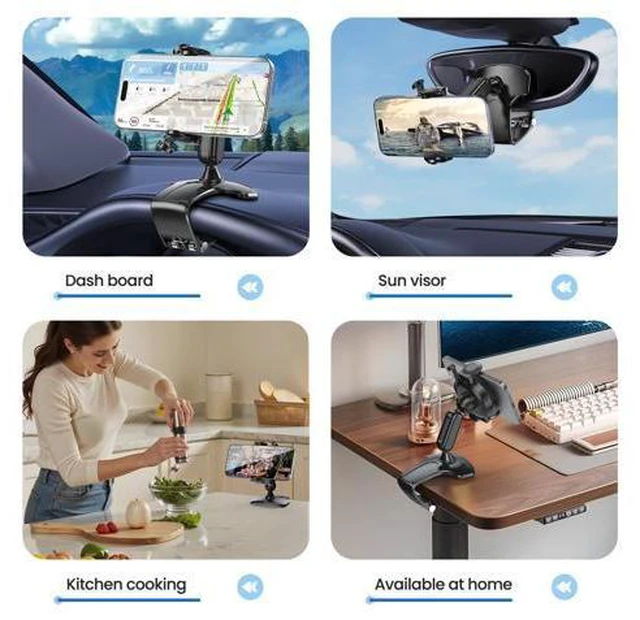 Alt view image 6 of 7 - SOEWIOU Car Phone Holder Dashboard Phone Mount, 2025 Upgraded 360 Degree Rotation Multifunctional Clip Design, Universal Car Phone Mount Compatible with 47 Inch Cell Phones (Black)