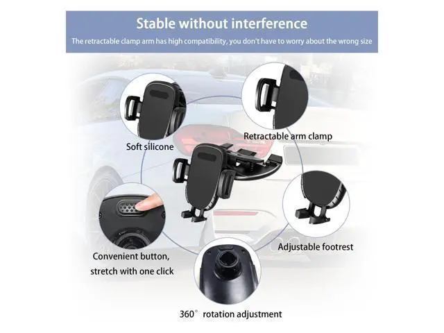 Alt view image 3 of 7 - SOEWIOU Car Phone Holder for CD Slot, 360 Degree Rotatable Auto Phone Mount, Universal Cellphone Holder with One Hand Operation Design, Vehicle CD Slot Phone Holder for All Smartphones
