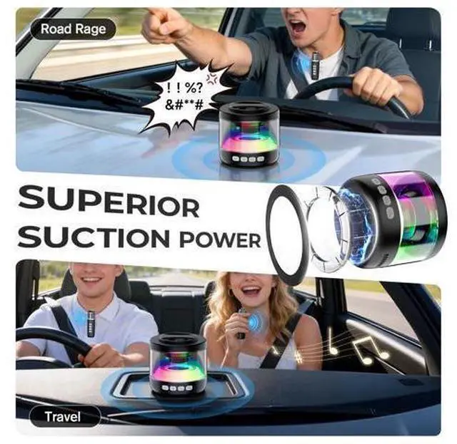 Alt view image 2 of 7 - 6 Mini Karaoke Machine with Magnetic Phone Stand, Portable Bluetooth Karaoke Speaker with 2 Wireless Lapel Microphones, Lyrics Display, Karaoke System for Kids Adults,Party