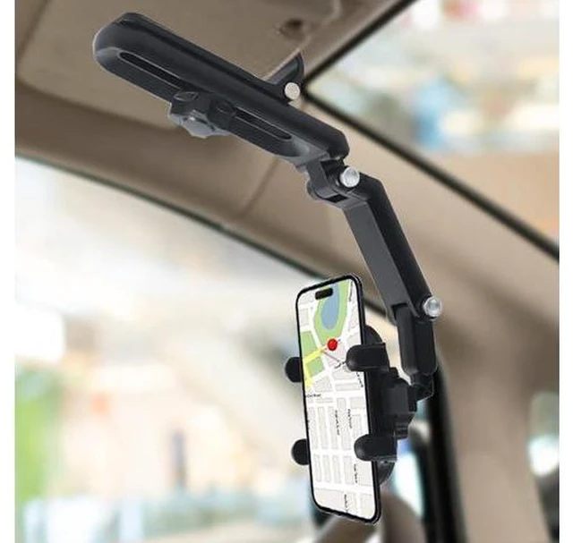 Main image of SOEWIOU Sun Visor Phone Holder, Phone Holder for Car, 360 Rotatable and Adjustable, Compatible with All Smartphones, More Comfortable to Use Hands-Free. (Black)