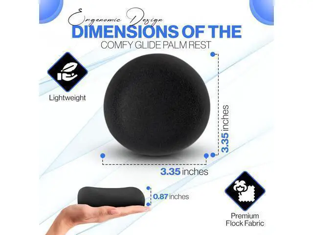 Alt view image 6 of 7 - Comfy Glide Palm/Wrist Rest - Smooth Gliding Left and Right-Hand Ergonomic Memory Foam Wrist Support for Mouse or Keyboard - Anti-Fatigue - Stress and Pain Relief for Carpal Tunnel (Jet Black)