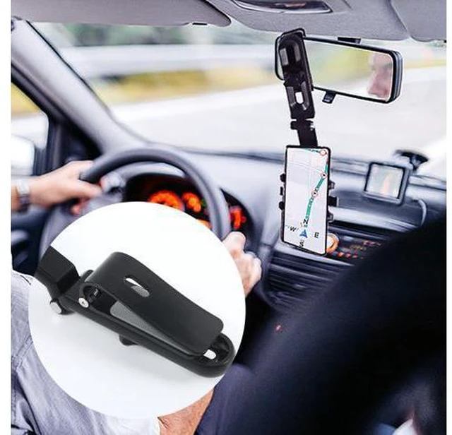 Alt view image 6 of 7 - SOEWIOU Sun Visor Phone Holder, Phone Holder for Car, 360 Rotatable and Adjustable, Compatible with All Smartphones, More Comfortable to Use Hands-Free. (Black)