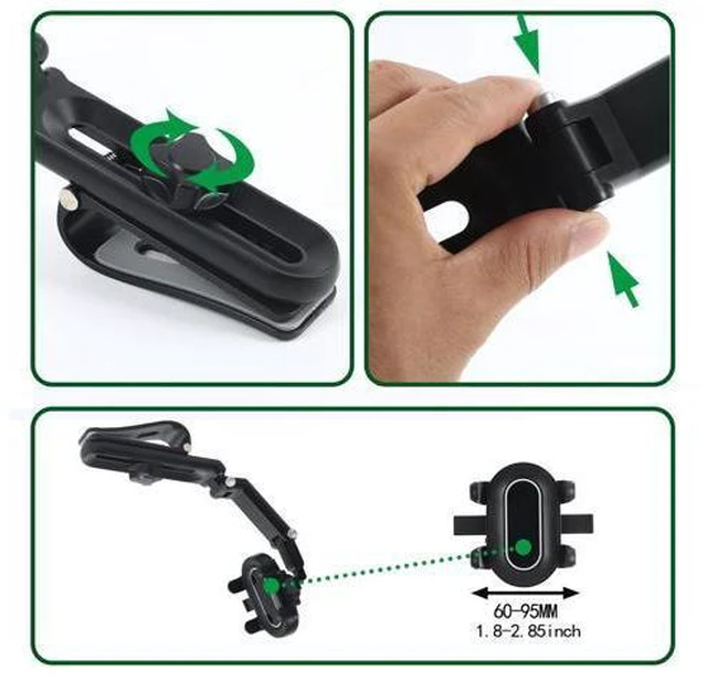 Alt view image 7 of 7 - SOEWIOU Sun Visor Phone Holder, Phone Holder for Car, 360 Rotatable and Adjustable, Compatible with All Smartphones, More Comfortable to Use Hands-Free. (Black)