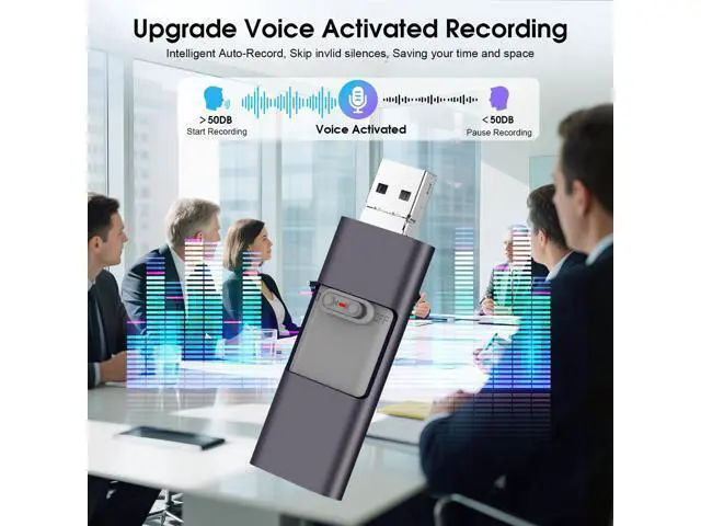 Alt view image 4 of 7 - 64GB Voice Recorder Digital Voice Activated Recorder USB/Type-C 750Hrs Recording Device with Noise Reduction Rechargeable Mini Pocket Audio Recording Devices for Lectures, Interview, Meeting, Class