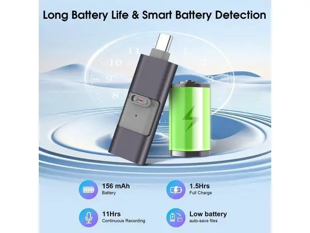 Alt view image 7 of 7 - 64GB Voice Recorder Digital Voice Activated Recorder USB/Type-C 750Hrs Recording Device with Noise Reduction Rechargeable Mini Pocket Audio Recording Devices for Lectures, Interview, Meeting, Class