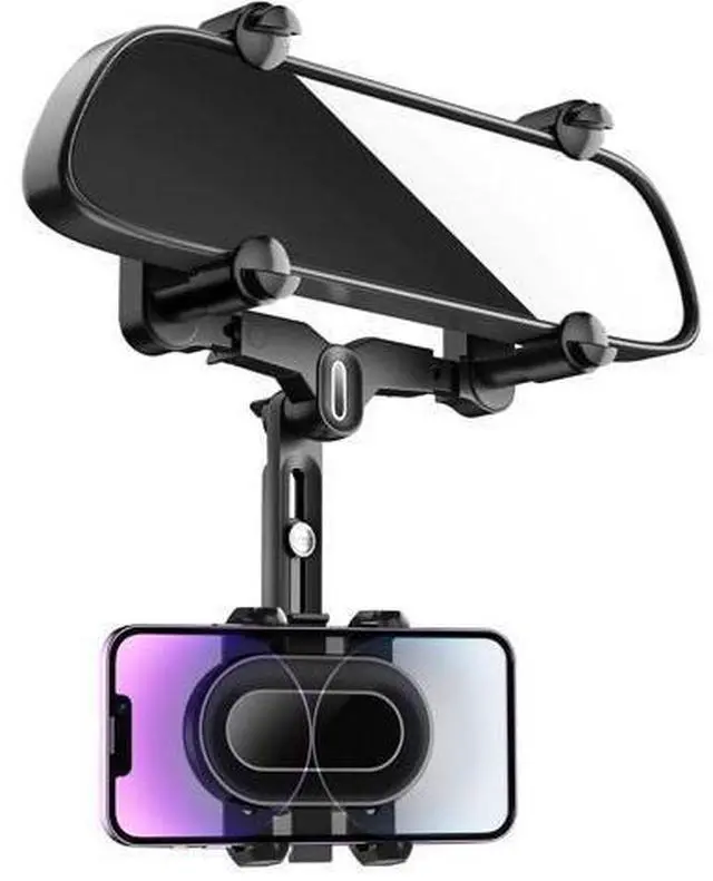 Main image of SOEWIOU Rearview Mirror Phone Holder for Car,360°Rotatable and Retractable Multifunctional Rear View Mirror Phone Holder,Four Corners Fixed Anti-Shake Design,for All Mobile Phones and All Car