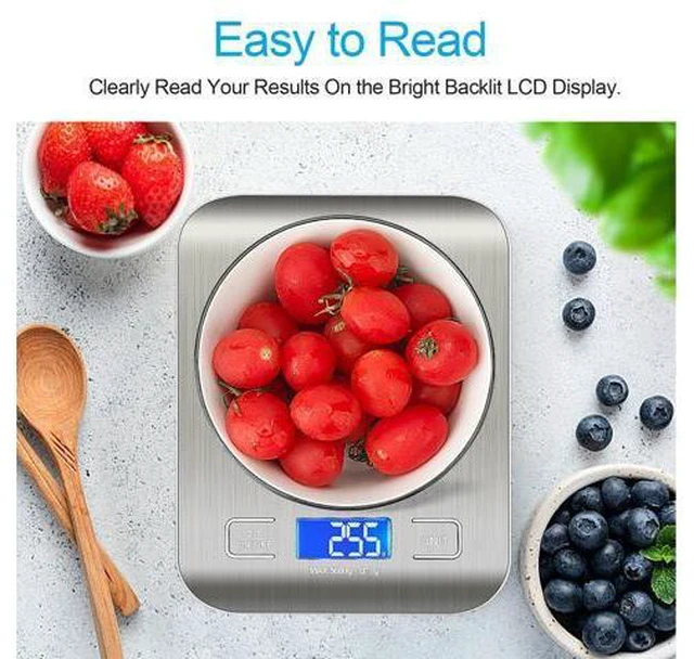 Alt view image 2 of 7 - SOEWIOU Food Scale, Kitchen Scale, Weight Scale Grams and Ounces for Weight Loss, Baking, Cooking, Keto and Meal Prep, LCD Display, 304 Stainless Steel
