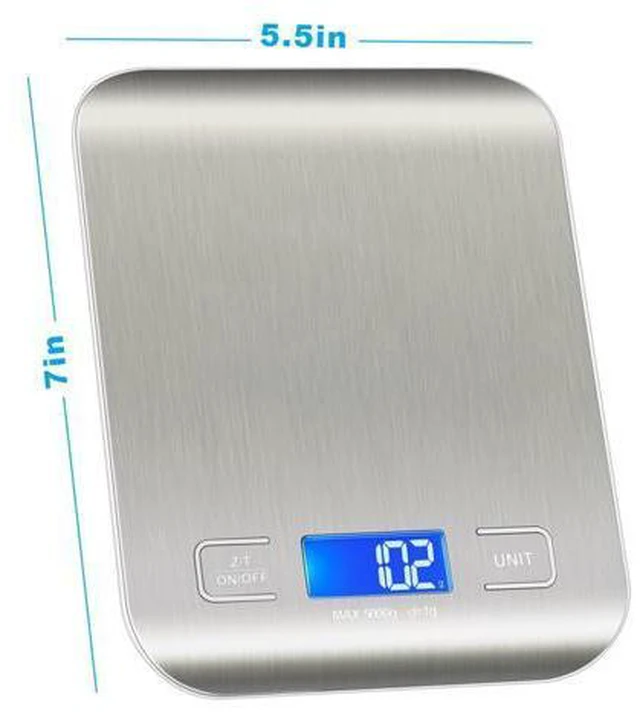Alt view image 6 of 7 - SOEWIOU Food Scale, Kitchen Scale, Weight Scale Grams and Ounces for Weight Loss, Baking, Cooking, Keto and Meal Prep, LCD Display, 304 Stainless Steel